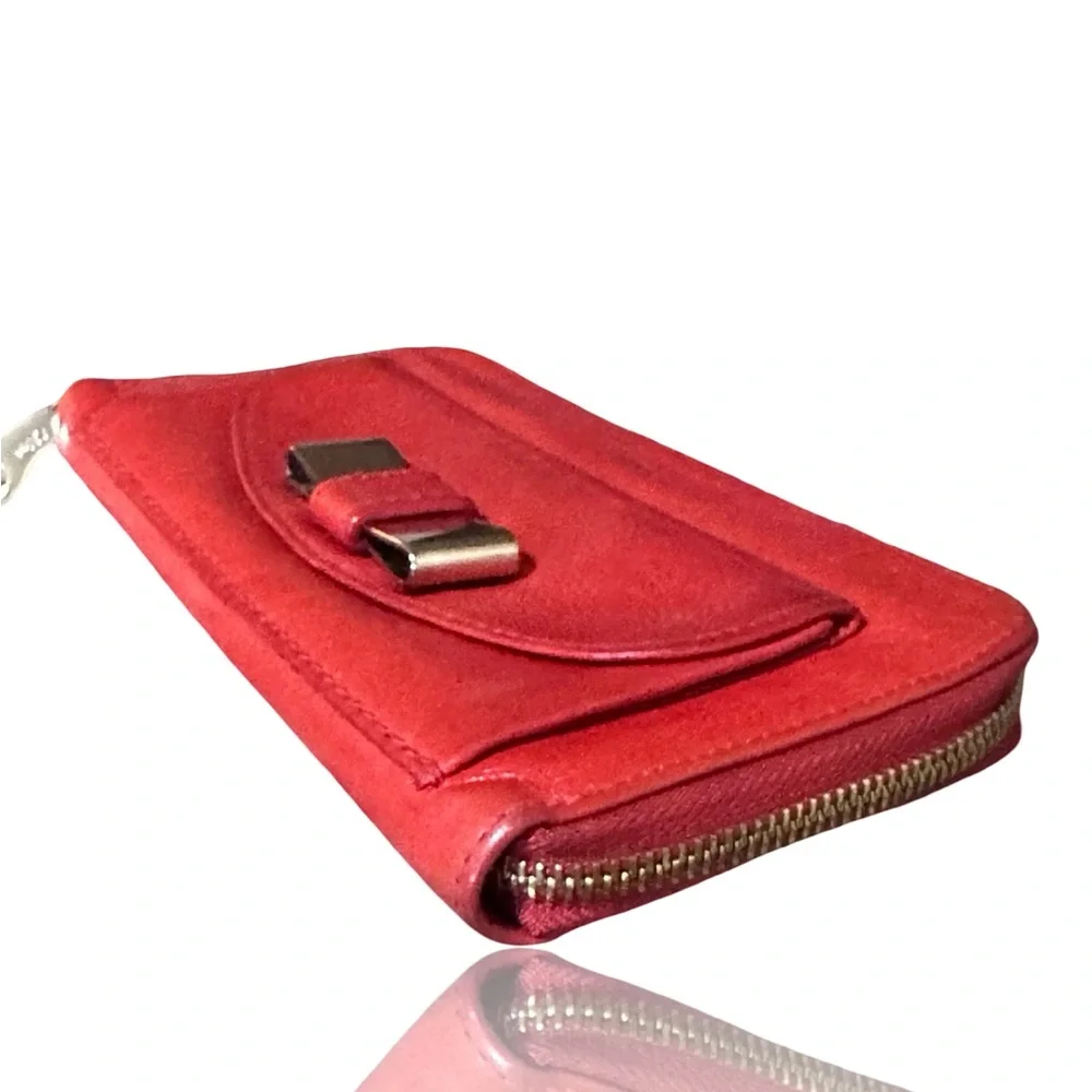 Chloe Wallet ❤️ COA Lily Ribbon Wallet in Bright Red Soft Pebbled Leather